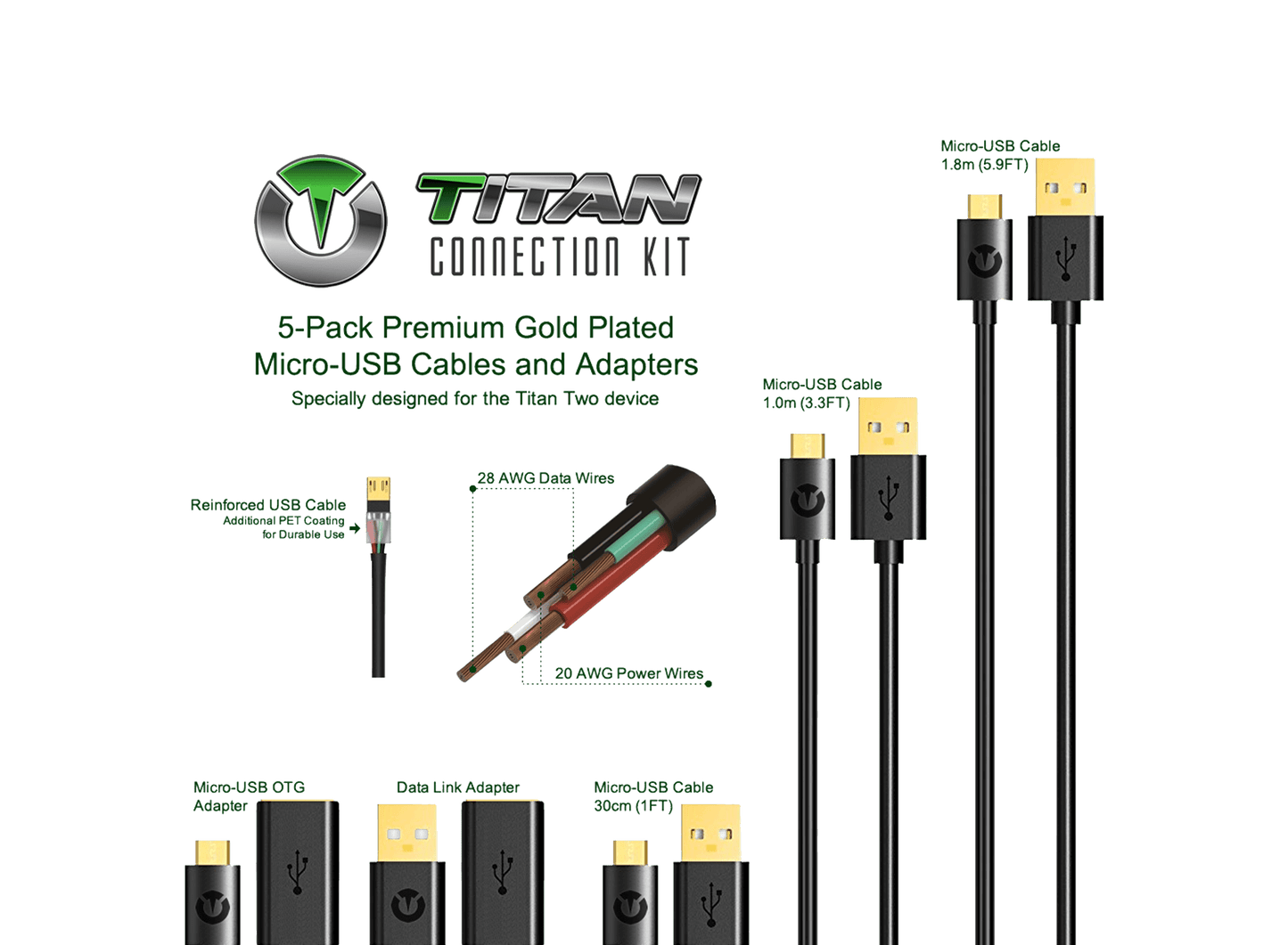 Titan Two Connection Kit — Premium USB Cables